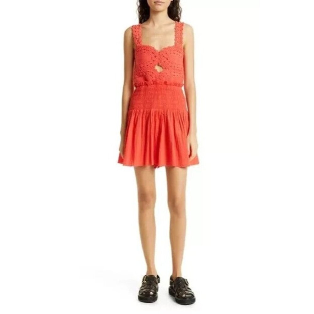 Sea New York Camila Crochet Orange Romper Size 12